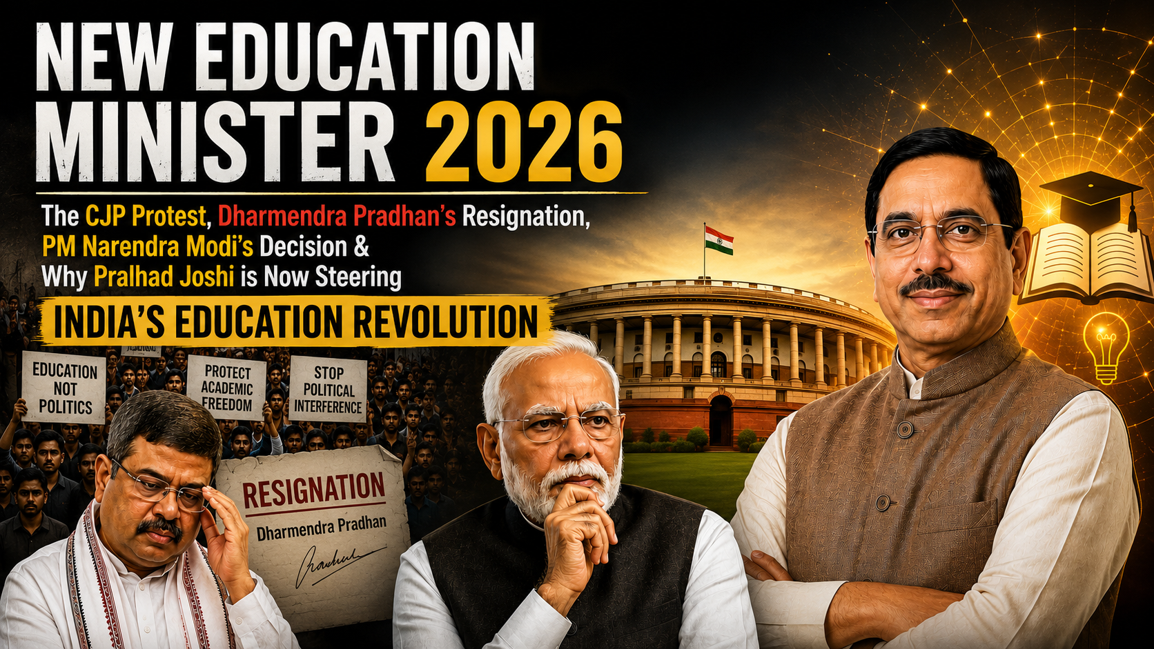 Read more about the article New Education Minister 2026: The CJP Protest, Dharmendra Pradhan’s Resignation, PM Narendra Modi’s Decision & Why Pralhad Joshi is Now Steering India’s Education Revolution